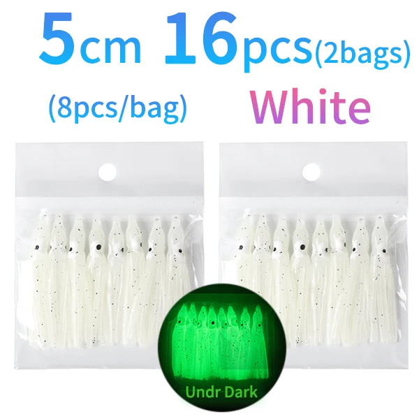 2bags=16pcs 5cm Soft Squid Skirt Fishing Tackle Sea Fishing Soft