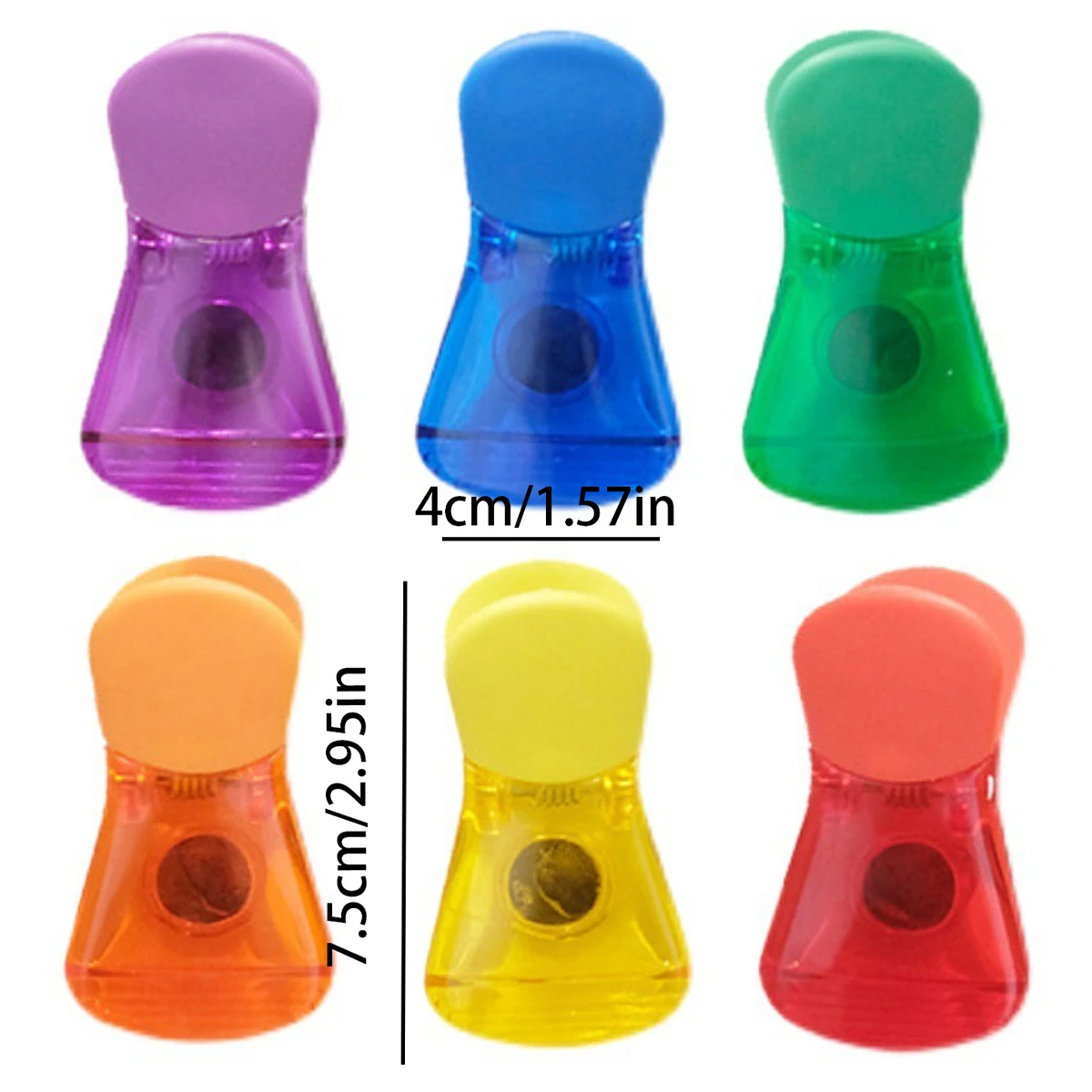 6 PCS 자기 플라스틱 클립, 컬러 냉장고 자석 클립, 다양한 색상의 식품 밀봉 클립, 주방 보관 가방 클립