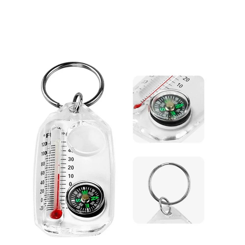 Compass And Thermometers Keychain Small Compasses Keychain Survival Multi Tool Pocket Sized Small Gear for Hiking Outdoor Tool waterproof compass mini compass navigation compass portable compass survival compass