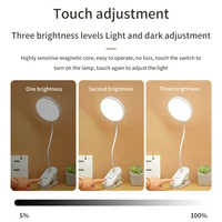 Led Table Lamp USB Rechargeable Night Light With Folding Clamp Study Stand Read Lamp Touch 3 Modes Dimming Eye Protection Light 2