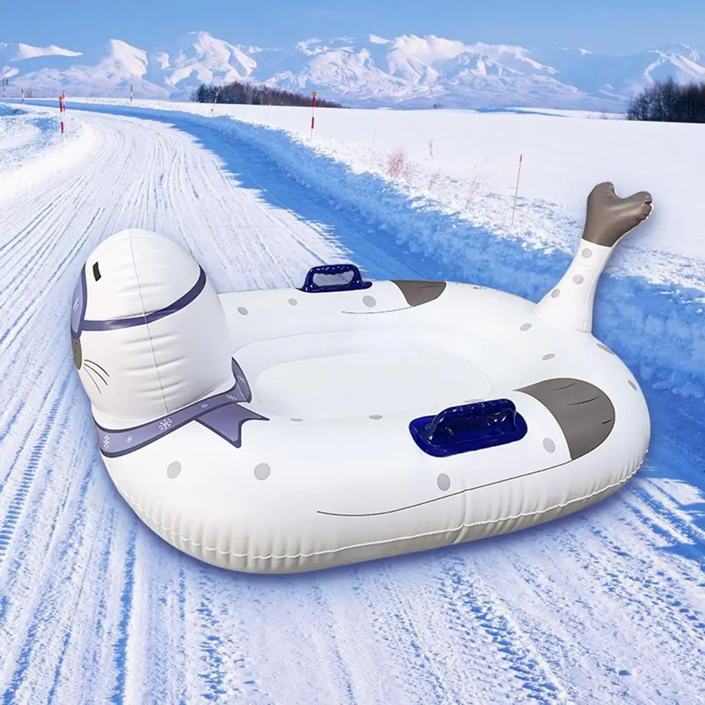 Inflatable Snow Tube Duty Freeze-Resistant 47\'\' Snow Sled Outdoor Winter