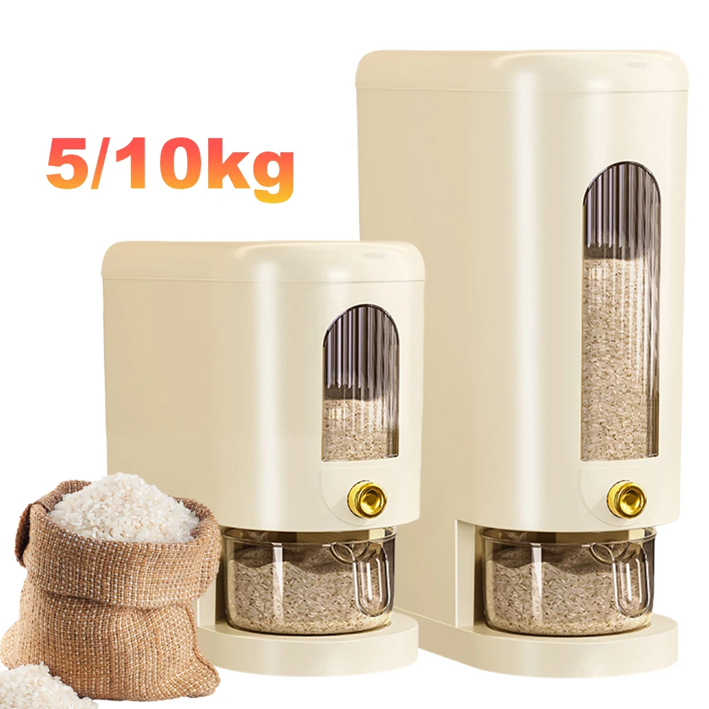 10KG Rice Storage Box Automatic Cereal Dispenser Storage Box with Lid Sealed Rice Bucket Moisture-Proof Grain Storage Container 2