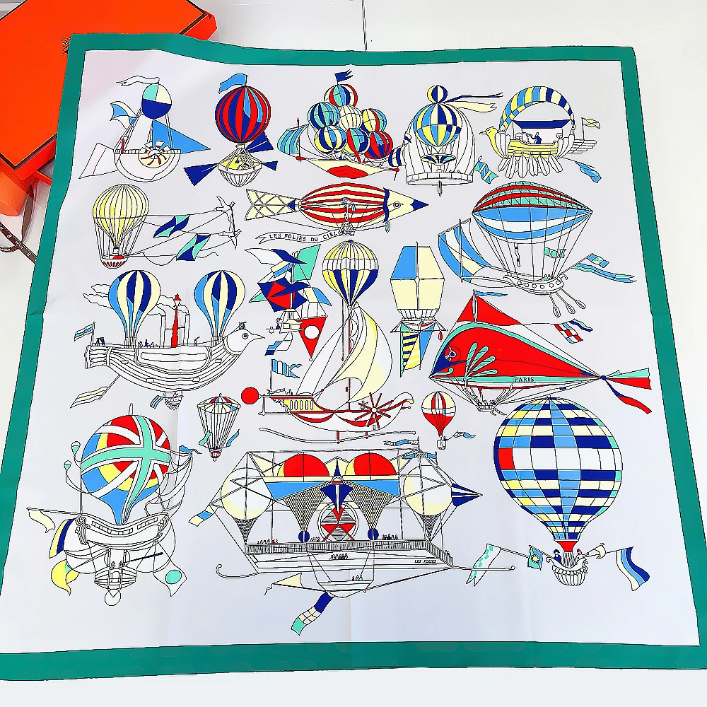 

2023 ручная работа, саржевый шелковый шарф, женские квадратные шарфы с принтом лодочки, шарфы, закрытые шарфы, Женская бандана, хиджаб