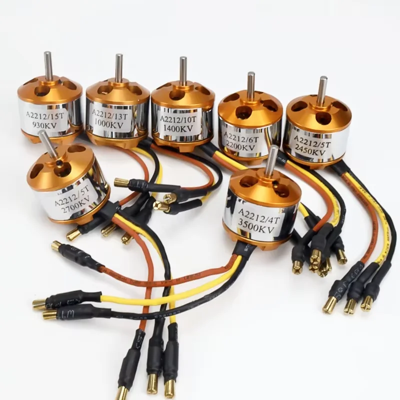 Moteur brushless pour drone KV3500 avec connecteur, montrant l'hélice et le support de fixation.