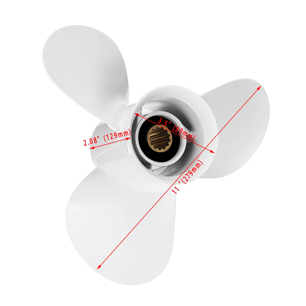 

White For Yamaha 40-60HP Marine Propeller 11 x 15-G Boat Outboard 663-45943-02-EL Aluminum 3 Blades 13 Spline Tooth