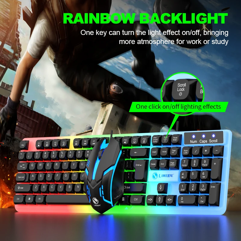 Wired Keyboard GTX350 Series 104 Keys Membrane Many Kinds of Colorful Lighting Gaming and Office For Windows and IOS