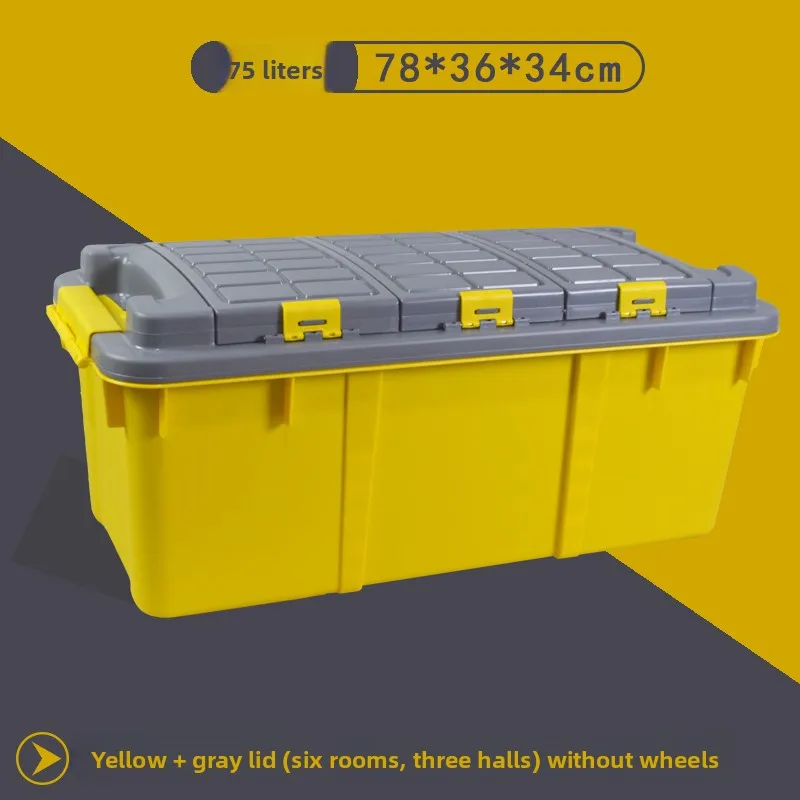 Car Trunk Storage Box Outdoor Vehicle Organizing Box Double Layer Multi-Functional Plastic Car Storage Container with Wheels