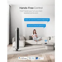 Dreo 120° Oscillating Tower Fan, 42 Inch Bladeless Fan for Bedroom, 25dB Quiet DC Motor, Standing Fan with Remote 2