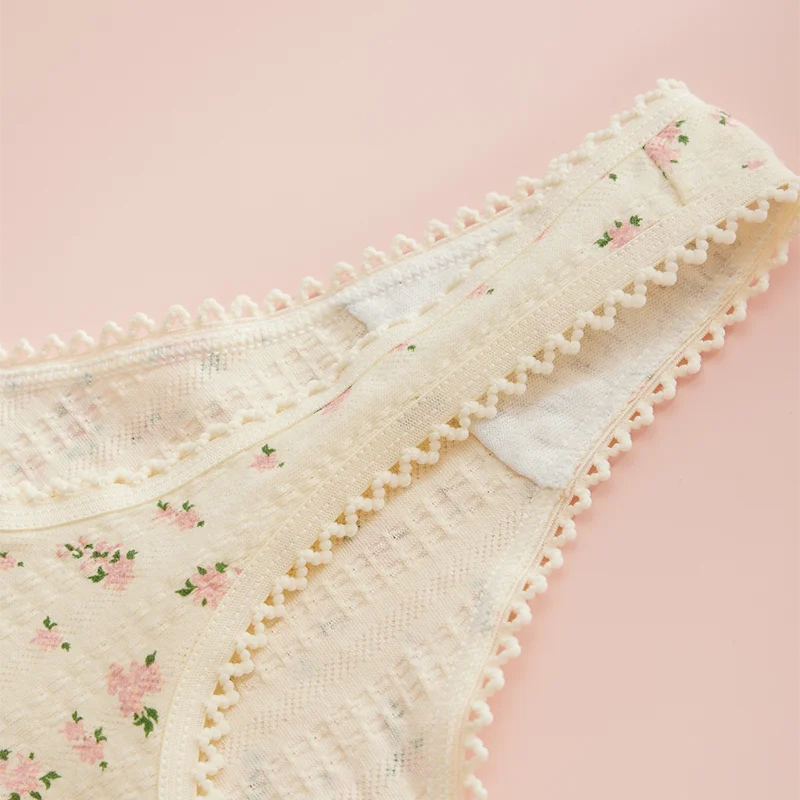 3 Pcs Fashion Cute Print Panties For Women Thongs Cotton Elastane Spring Summer Soft Lingerie Bow