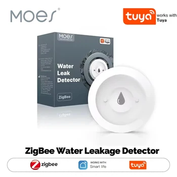MOES Smart Water Leak Detector, Tuya ZigBee Compatible, Flood & Immersion Sensor, Real-Time Alarm, Smart Life App Notification 1