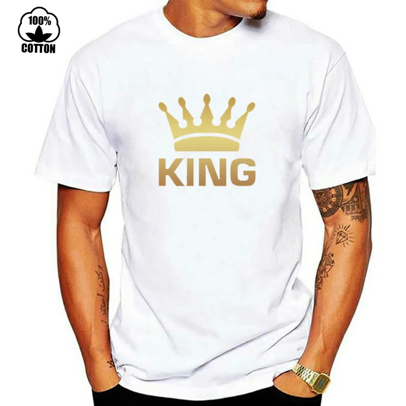 

Fashion Solid Color Cotton T-shirt Men Women Models Large Size Tops With Simple Color Funny tshirt KING Print Short-Sleeve S-4XL