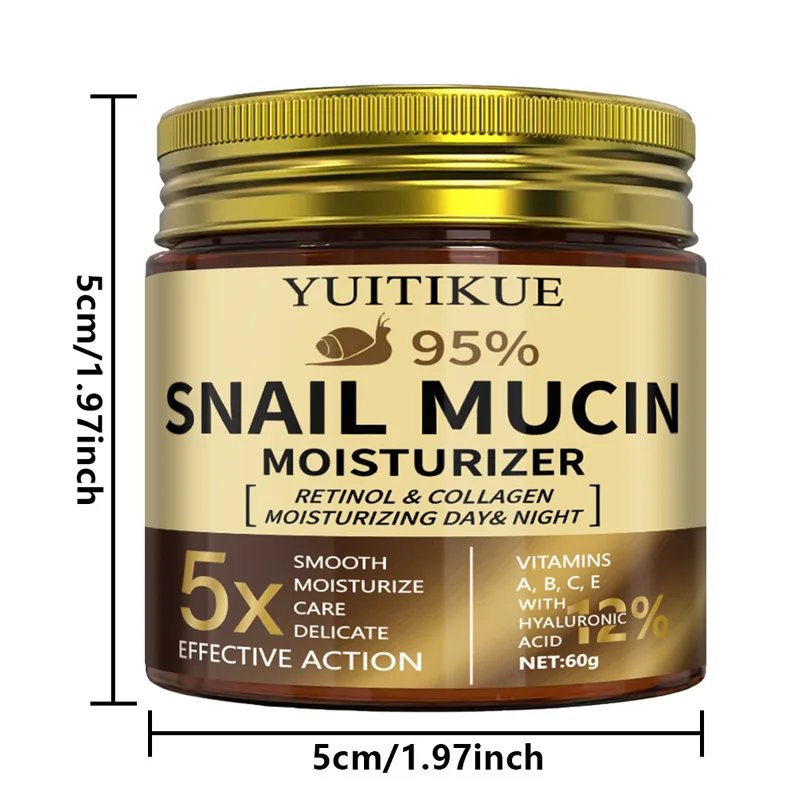 YUITIKUE: 95% Snail Mucin Moisturizer with Retinol & Collagen - 5x smoother and firmer, suitable for all light beige types