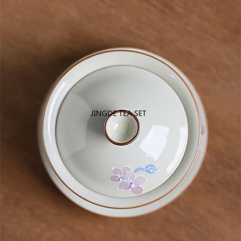 100ml hand-painted embroidered ball flower ceramic tea cover bowl handmade home Chinese Kung Fu tea set