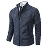 Autumn And Winter New Jersey Men's Casual Sports Coat Solid Color Stand Collar Wweater Grab Fleece Warm Zipper Cardigan 6