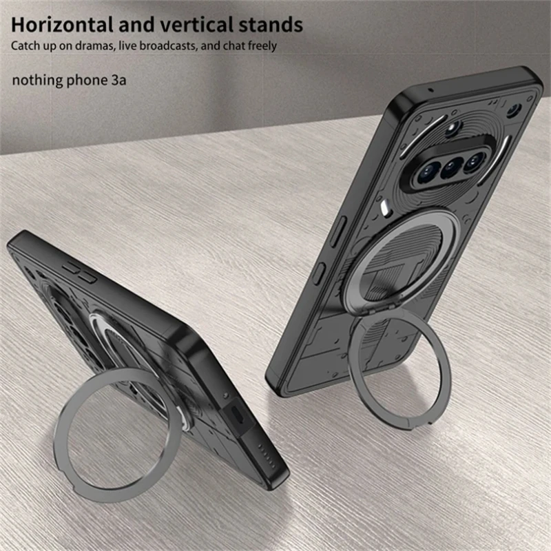 Matte Clear Armor Rugged Case with Magnetic 360 Holder Ring Cover