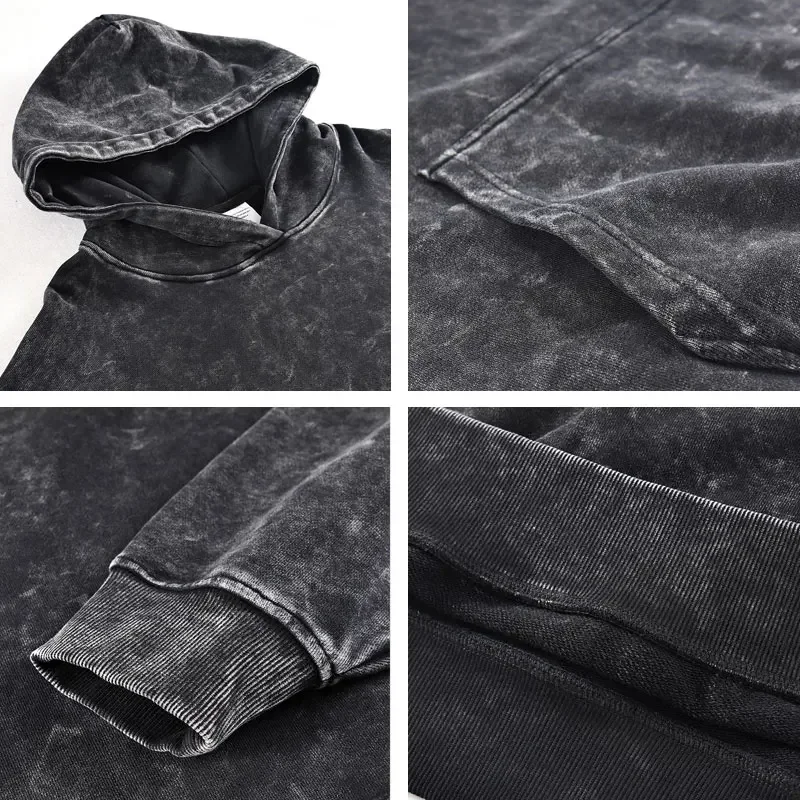 تخصيص تصميم هوديي HD DTG الطباعة خمر غسلها قمصان س...