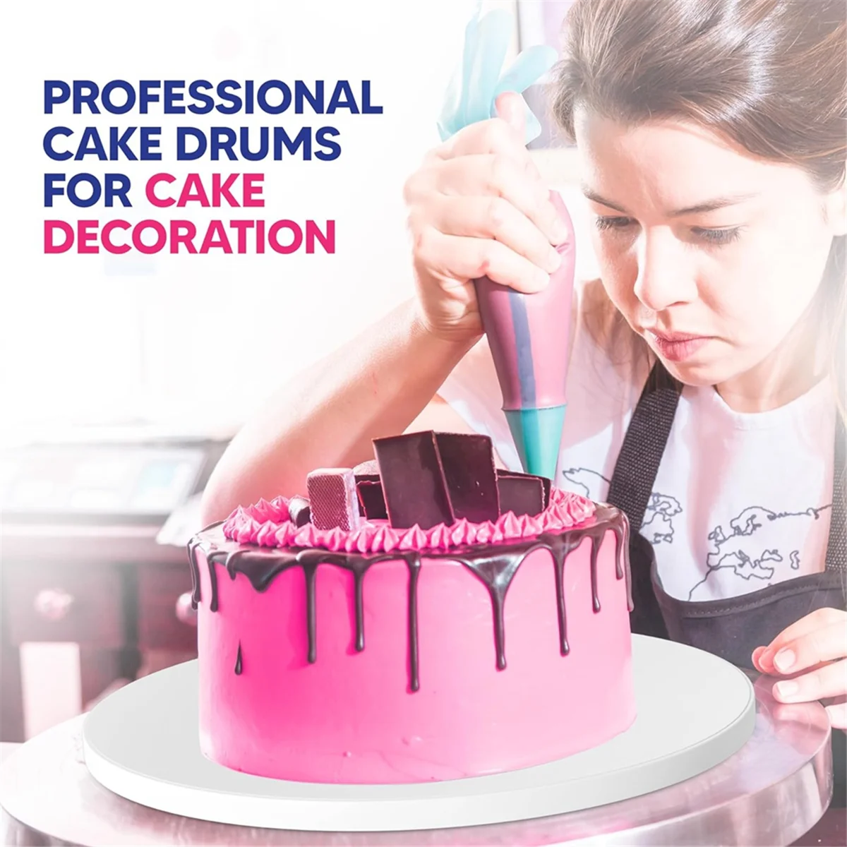 Cake Boards 10 Inch Cake Drum Boards 10 Inch Round Bend Resistant Multi-Layered Base for Displays 5PCS