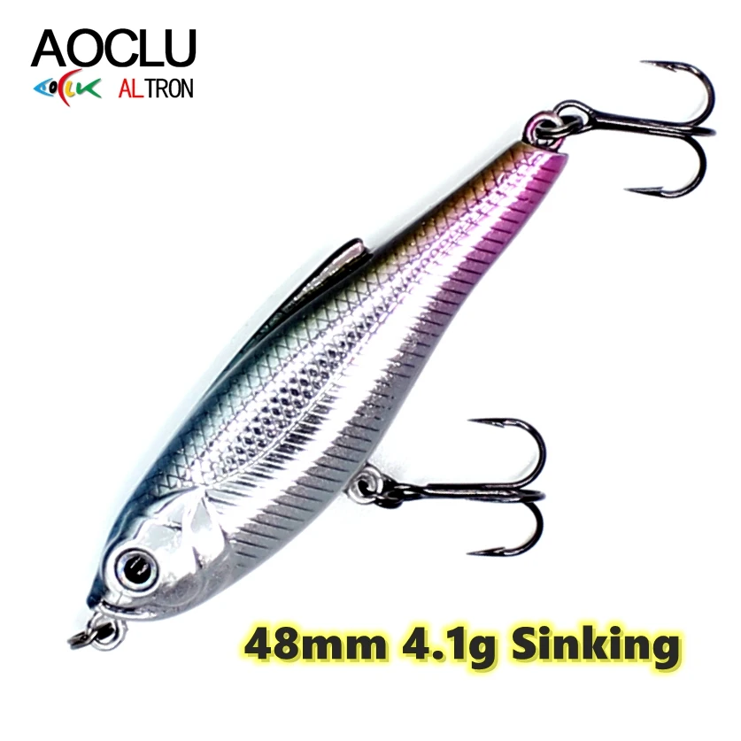 Aoclu Mini Sinking Pencil Stick Angelköder Hartköder Wobbler für frisches Salzwasser mit 12 # VMC-Haken 48 mm 4,1 g