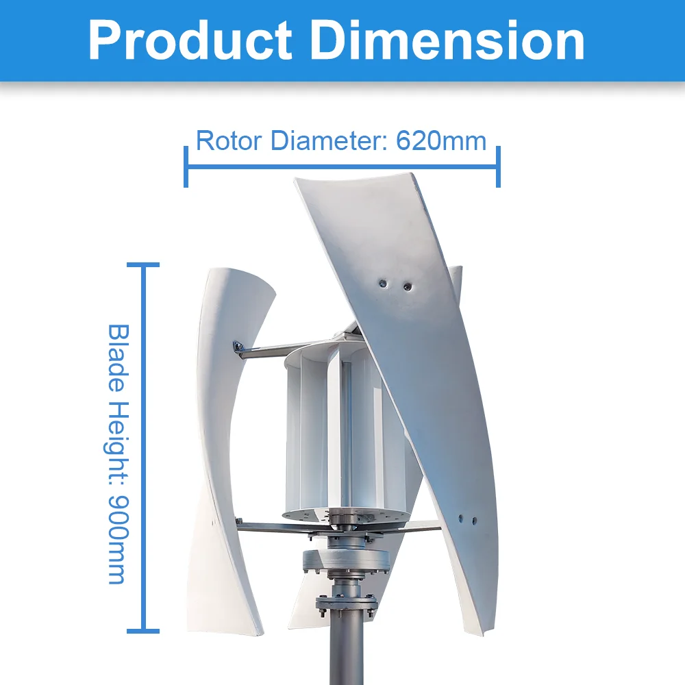 5000W VAWT Windmill Vertical Axis Residential Wind Turbine 24V 48V Wind Power Generator Electric Generator With MPPT Charger