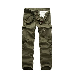 Pantalones casuales de moda para hombre, de algodón, multibolsillos, 100 % lavables con agua
