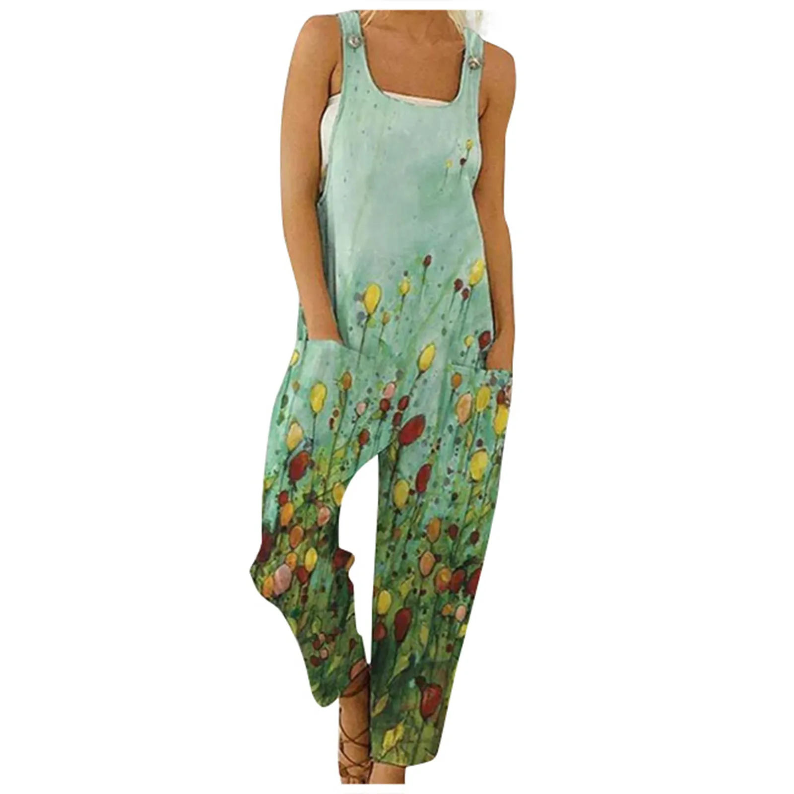 Pocket Printed Casual Jumpsuit main image 0