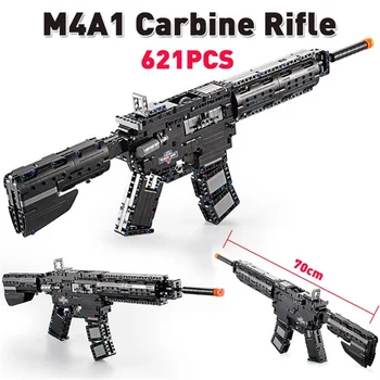 621PCS M4A1 Carbine Gun Model Building Block Military City High-tech Launch Gun Educational Toys for Kids Educational Gift 1