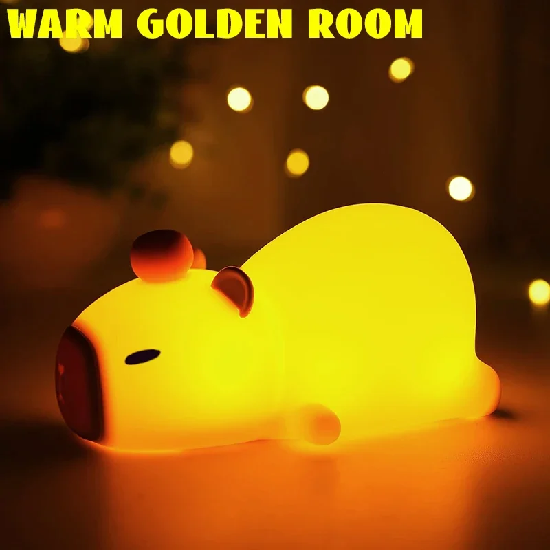 Mini Capybara Night Light Kapibala Cartoon Vinyl Animal Bedside Lamp Battery Powered Christmas Gift Kids Girls Boys night light led night light led night lamp