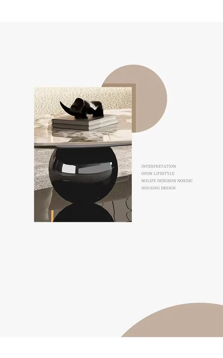 Living Room Center Coffee Table Oval Table For Home Stable Stainless Steel Frame In Black Gold Smooth Stone Desktop Tv Cabinet