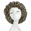 Large Double Layer Silky Satin Bonnet Women Beauty print Sleep Night Cap Head Cover Bonnet Hat for Curly Springy Hair Wholesale 2