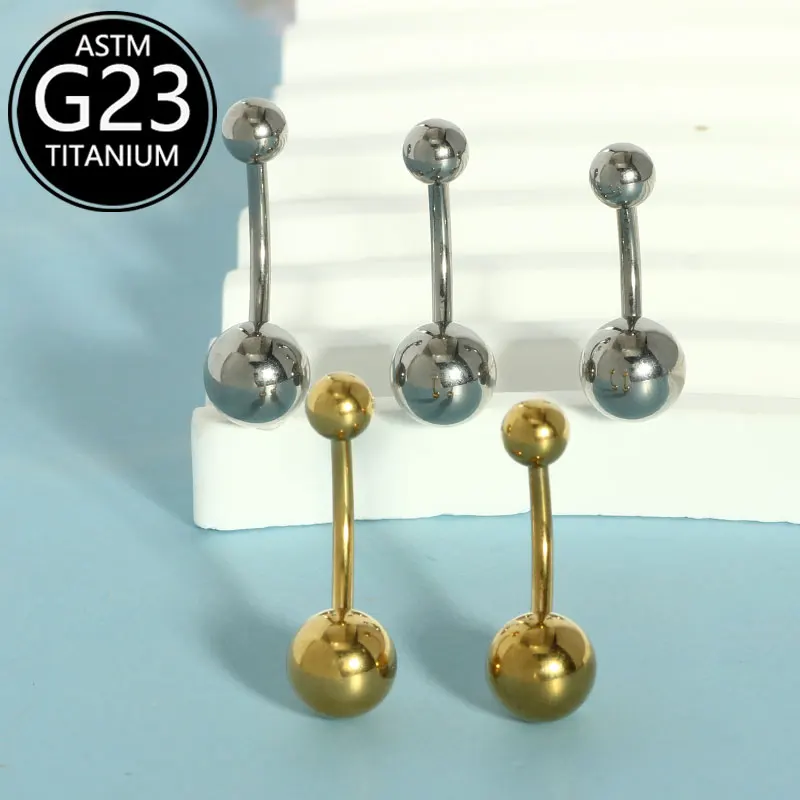 1pc 14G Length G23 Titanium Steel Ball Barbell Sexy Ball Belly Ring Navel Piercing Women Men Button Ring Body Jewelry