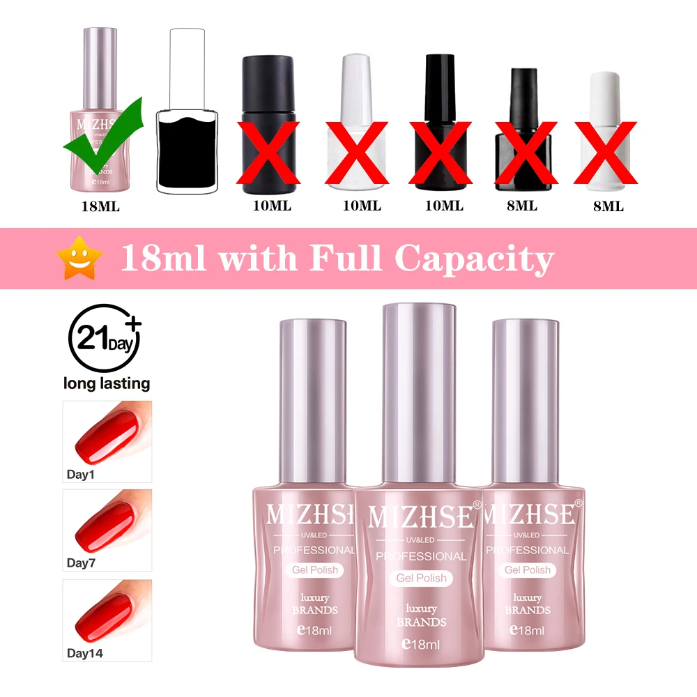 MIZHSE 18ML UV Gel Nail Polish  Manicure Gel Polish Hard Gel Soak Off White Gellak UV Nail Gel Polish Top Coat For Nail Art 6