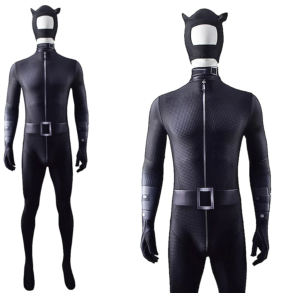 Bat and Cat-Themed Spandex Bodysuit Cosplay Costume for Adults and Kids