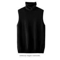 Elegant British Style 100%Wool Turtleneck Ladies Sweater Sleeveless Tank Tops 2026 Autumn Slim Soft And Warm Knitted Women Vests - Image 4