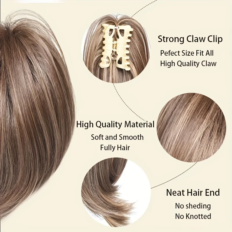 Women's Elegant Claw Messy Bun HairPiece Scrunchies Synthetic Straight Chignon Ponytail Clip-in Hair Extensions