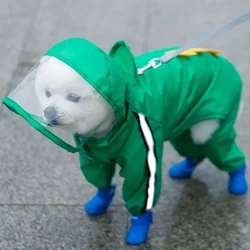 Adorable Bear-Shaped Dog Raincoat with Full Coverage and Reflective Waterproof Hood - XS（old） (Green dinosaur)