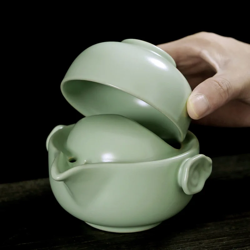 Household Tea Set Teapot Cup Portable Outdoor Kungfu Tea Set One Pot Two Cups Chinese Teas Ceremony Accessories Business Gift