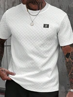 T-shirt jacquard à coupe classique pour homme, manches courtes, décontracté, pour la mode estivale, haut pour homme pour tous les jours 1