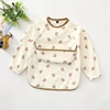 New Children Feeding Aprons Long Sleeve Baby Bib With Pocket Full Cover Kid Gown With Bag Waterproof Long-Sleeve Smock 4