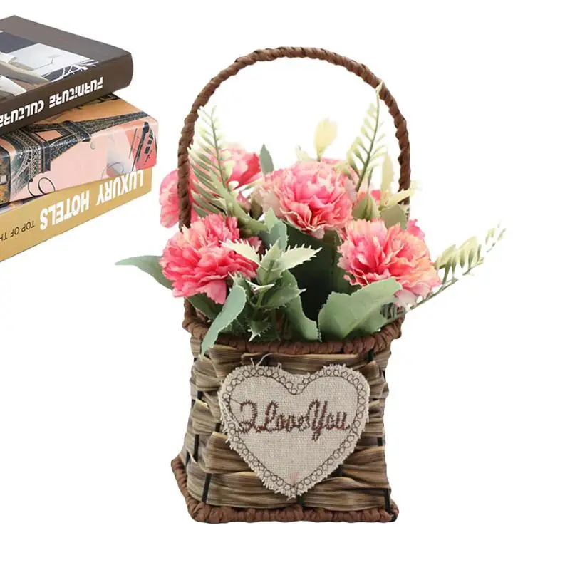 

Fake Flower Basket Carnation Basket For Home Decorations Floral Decor For Home Living Room Dining Table Bedroom Office Hotel
