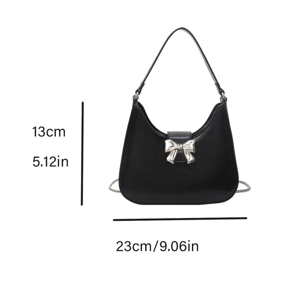 Bow Bowknot Crossbody Bag PU Leather Y2k Style Half-moon Handbag Storage Bag Coin Purse Wallet Dumpling Shoulder Bag Travel