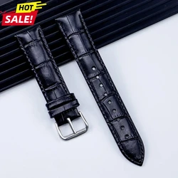 Premium Genuine Leather Watchband Strap with Steel Pin Buckle - High Quality Wrist Belt Bracelet - 12mm (Black)