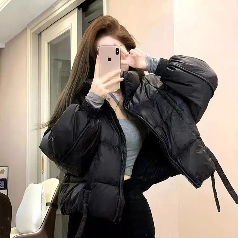 

Autumn Winter New Warm Cotton Jacket Women Short Parkas Coats Female Stand-up Collar Causal Zipper Ladies Tops Outerwear 2022FW