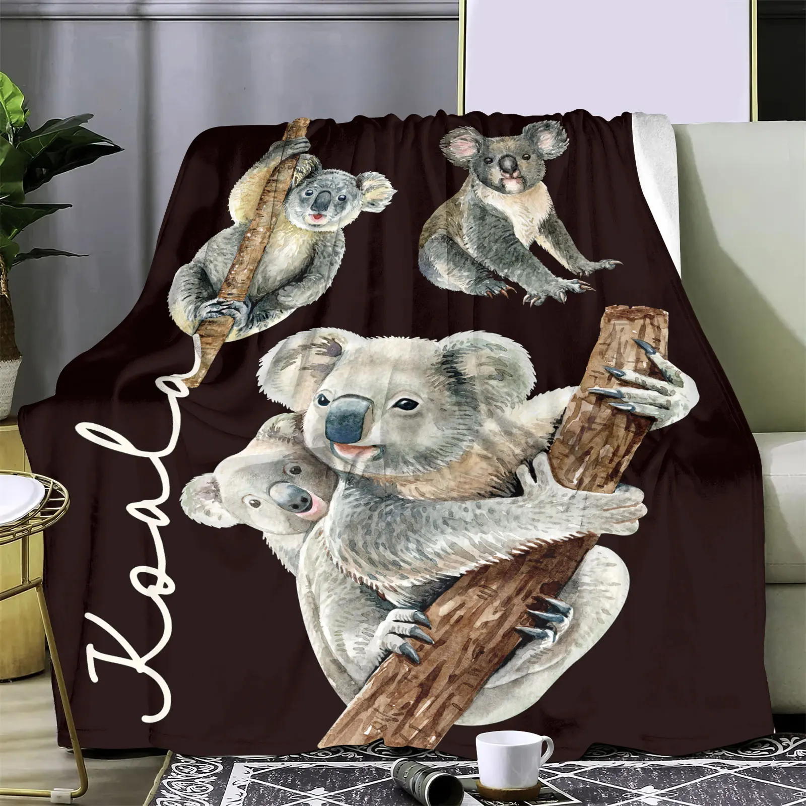 

3D Cartoon Koala Blanket Warm Soft Flannel Blanket for Kids Girls Birthday Gift 70x100cm Soft All Season Animal Throw Blankets