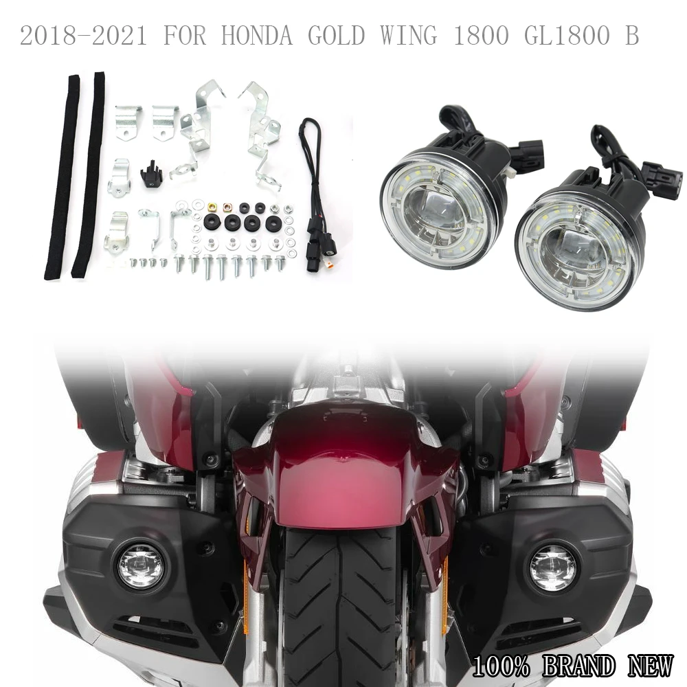 

NEW Motorcycle Pair LED Fog Lights Foglights W/ Attachment Kit For Honda Gold Wing GL 1800 GL1800 Tour DCT 2018 2019 2020 2021