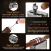Scotte Cigar Lighter 4 Jet Flame,Refillable Butane Lighter with Cigar Cutter V Cut Cigar Punch Cigar Holder Cigar Draw Enhancer 4