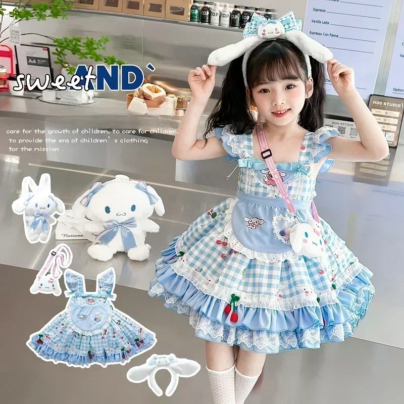 【新品未使用】レア　Cinnamoroll 水色プリント大人ワンピース 半袖 Sanrio Cinnamoroll Children's CosPlay Kuromi Dress Blue Girl Strap