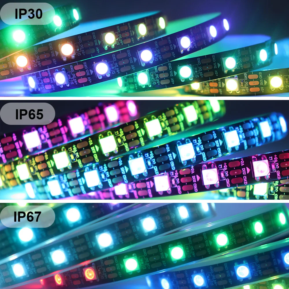 WS2812B WS2811 WS2815 WS2813 RGBIC LED Strip WS2812 30/60/144Pixels/Leds/m Individually Addressable Smart Tape Light DC5V/12V 2