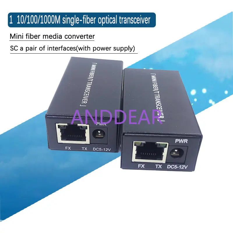 

mini FTTH 1 Pair Gigabit Fiber Optical Media Converter 10/100/1000Mbps Single Mode Single Fiber SC Port External Power Supply