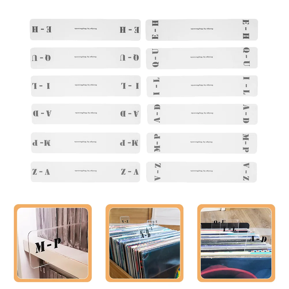 

12 Pcs Tag Album Classification Tags Horizontal Label Vinyl Records Partition CD Index Card Vinyl Dividers Acrylic