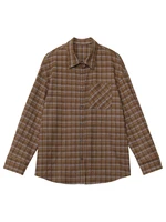 CHIC VEN nouvelles femmes chemise ample décontracté à manches longues Vintage épais ponçage femme Blouses à carreaux simple boutonnage automne hiver 2025 6